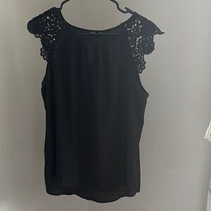 Express Black Top with Lace Shoulders
